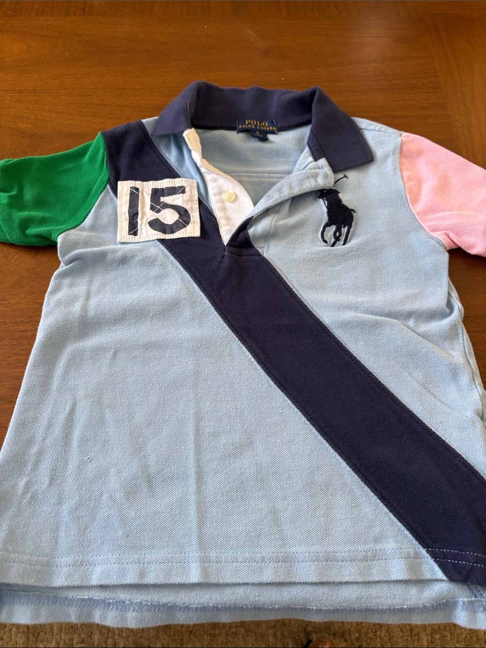 Polo by Ralph Lauren Light Blue Colorblock Polo with Navy Stripe